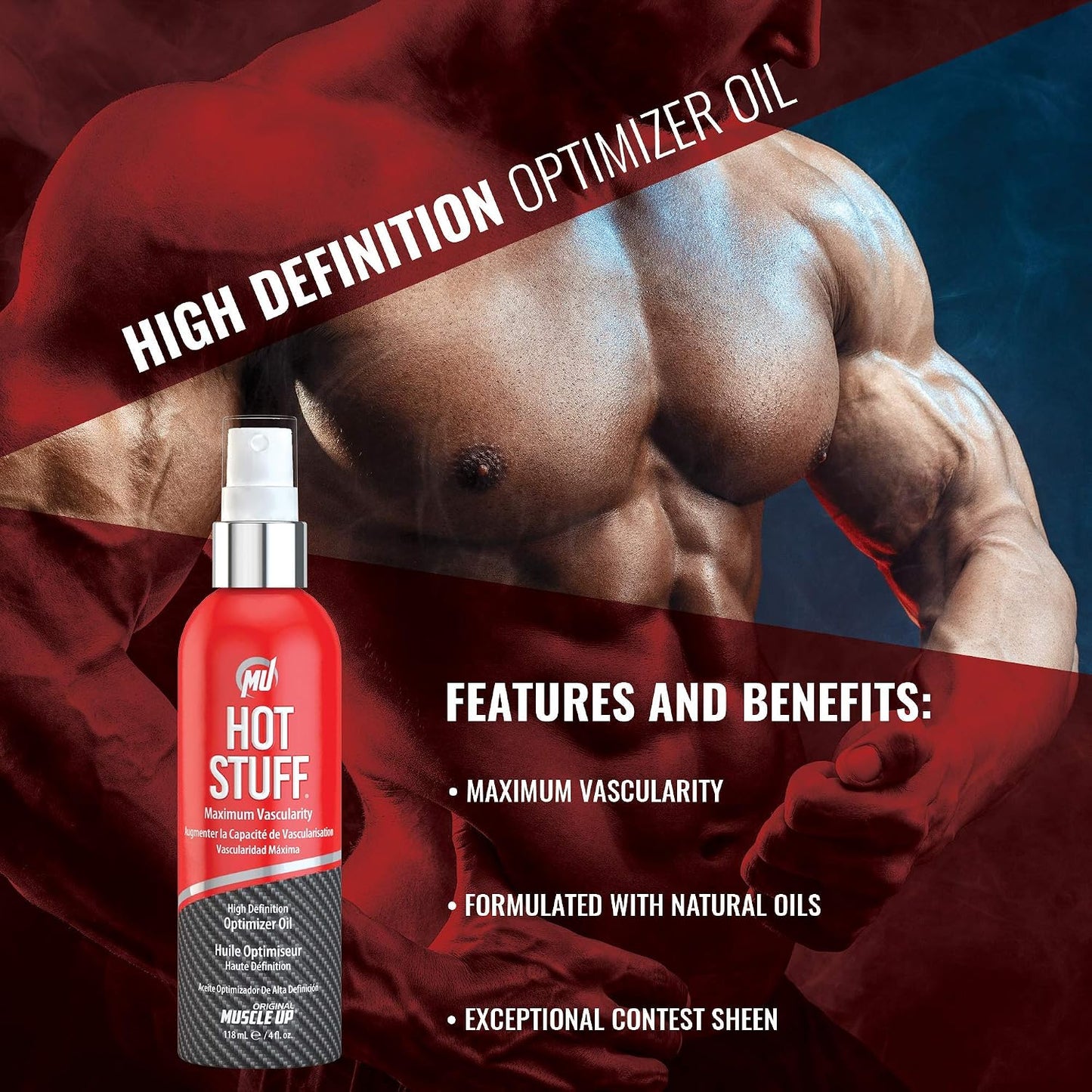 Pro Tan Hot Stuff - High Definition Maximum Vascularity Optimizing Oil (4 fl oz per Original Muscle Up